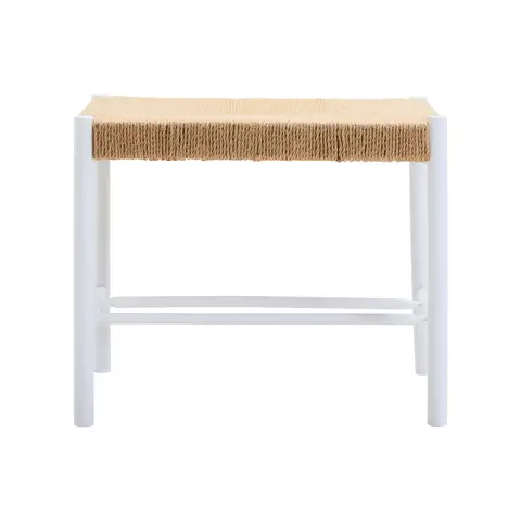 Interiors by Premier Stool Bandar Beech Wood & Hemp Rope White/Natural