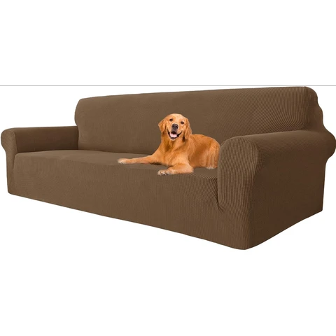 YSTYLE Stretch-Sofa-Bezug, Couchbezug für Couch-Sofa, Möbelschutzbezug für Sofa mit elastischem Boden, 4-Sitzer, LM, Braun