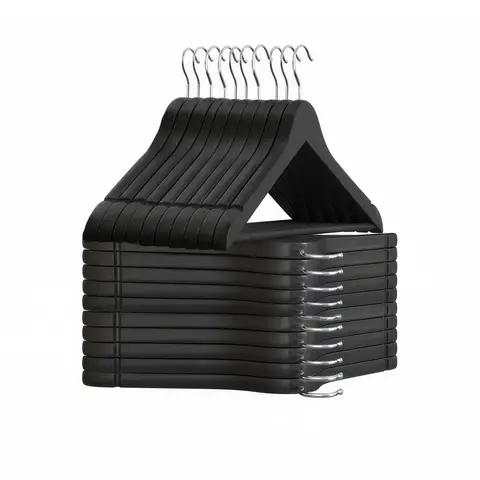 SONGMICSHOME  20-Pack Clothes Hangers, Woodena Suit Hangers with Non-Slip Notches, Swivel Hook for Closet, Black