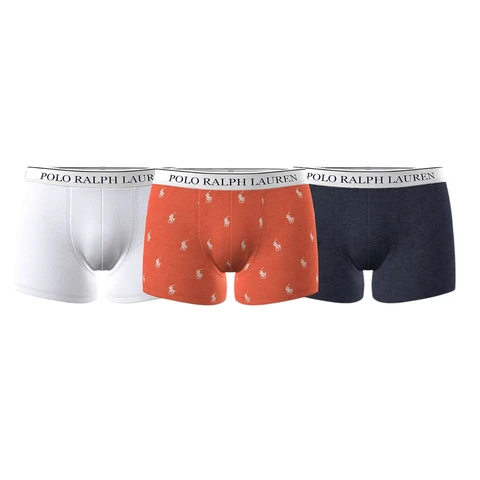 Ralph Lauren Classic Stretch-Cotton Trunk 3-Pack - Spring Melon AOPP/White/Cruise Navy
