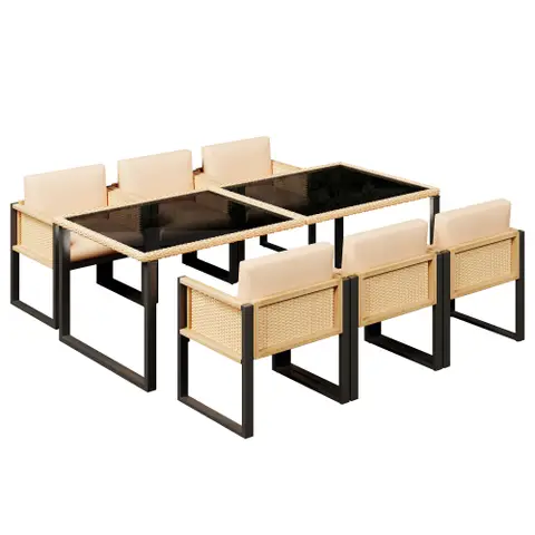 Garten-Essgruppe - Polypropylen - Outdoor-Möbel - 6-Sitzer - Braun