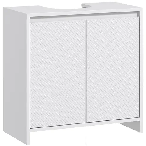 HOMCOM Under Sink Bathroom Cabinet, Freestanding Under Sink Cabinet with 2 Doors and Shelf for Basin without or with Pedestal, White
