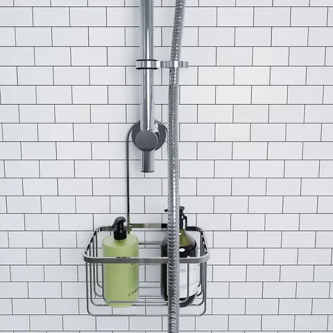 Croydex Shower Riser Rail Hook Over Caddy - Chrome