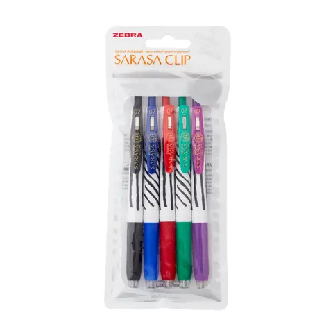 SARASA CLIP 0.7mm 5 Pack Assorted Colours