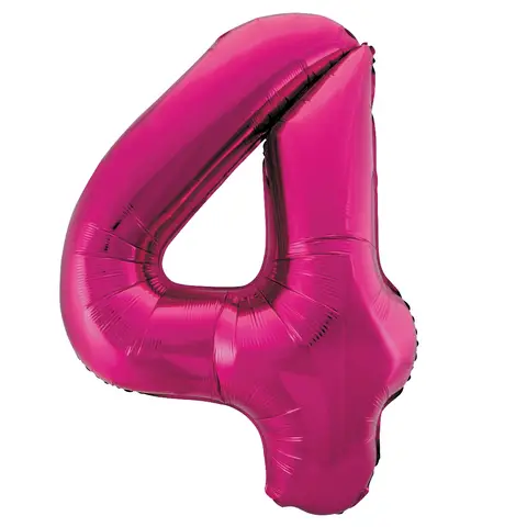 Unique Party Giant Number 4 Balloon, Pink, 86cm