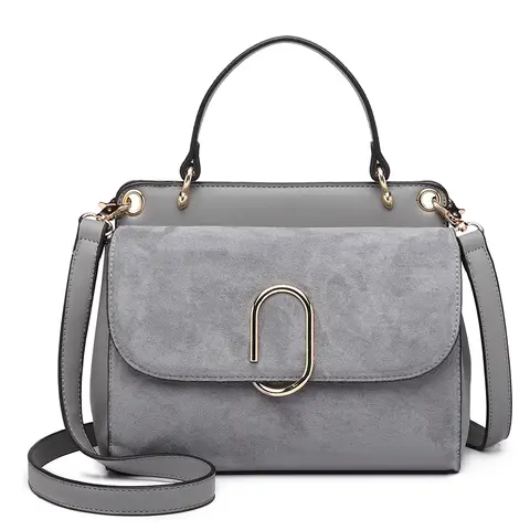 Miss Lulu Sac à bandoulière en cuir PU daim, Sac à main bandoulière à poignée supérieure, Sac à main élégant pour travail mariage soirée quotidien Gris