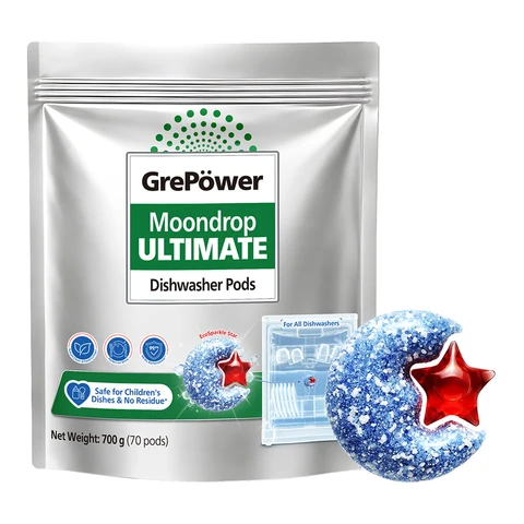 【Back-to-School】GrePower Starry Night Ultra-Clean Dishwasher Pods， 10g x 70 pods， quick-dissolving， fast-washing， antibacterial， residue-free， for dishwashers.