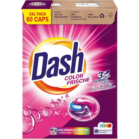 Dash® Color Frische 3 in 1 Waschmittel-Caps XXL-Sparpack, Kapsel I 60 Waschladungen I Für bunte Wäsche I 3 in 1 Formel für Frische, Reinheit und Sauberkeit | 1,49 kg