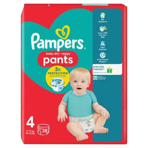 Pampers Baby - Dry Nappy Pants 4 38 pack