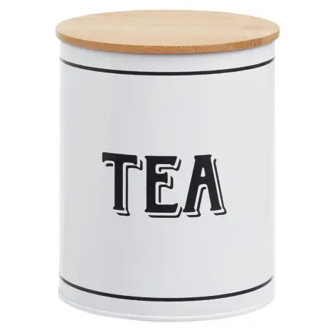 Grocer White Metal Tea Canister