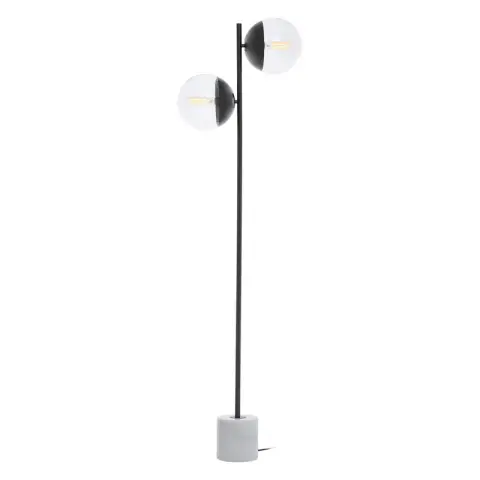 Revive Two Light Black Floor Lamp With White Marble Base