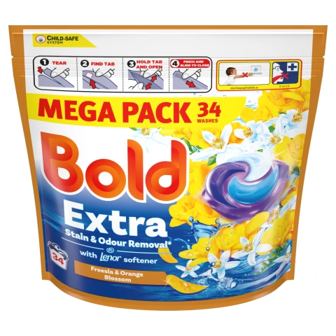 Bold EXTRA PODS Washing Liquid Capsules 34 Washes, Freesia and Orange Blossom