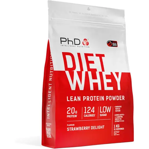 PhD Diet Whey Protein Nutrition Powder Strawberry Delight Flavour - 1kg