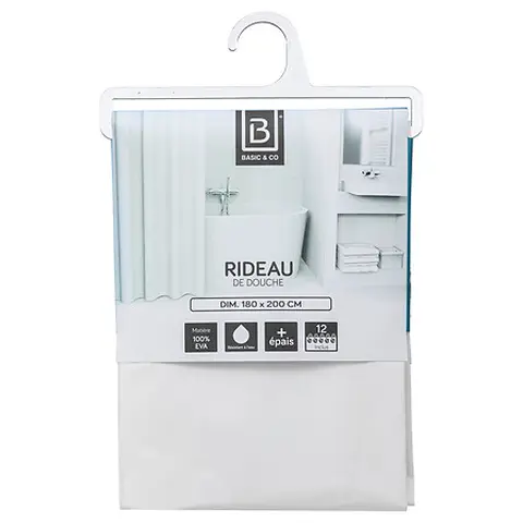 Duschvorhang - L 180 x H 200cm - Weiß