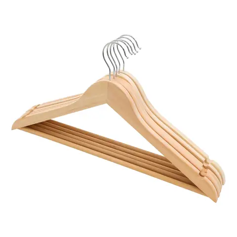 Anika Natural Wooden Clothes Hangers, Pack of 5