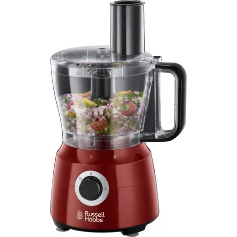 Russell Hobbs Küchenmaschine Multi [Standmixer/Mixer/Hackmesser/Hackmesser/Geriebener/Mixer] Desire Red (Mischfunktion, Zerkleinern & Reiben, spülmaschinengeeignete Zubehörteile, 600 W)