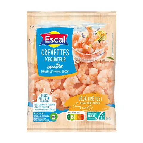 ESCAL Queues de crevettes ASC décortiquées cuites - 300 g