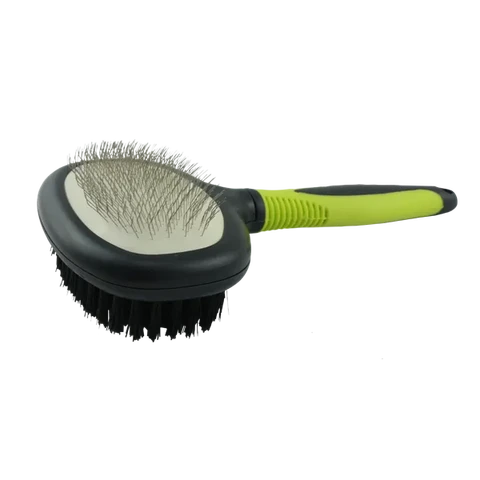 NOBLEZA beidseitiger Haustierkamm mit gebogenen Stahlzinken und Borsten