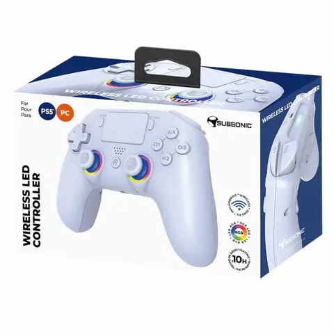 SUBSONIC Manette PS5 sans fil avec LED - Blanc
