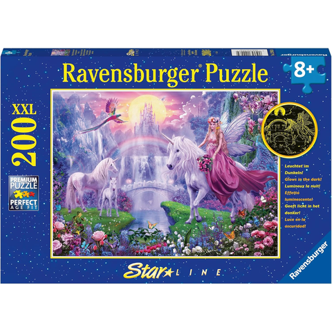 Ravensburger Kinderpuzzle - 12903 Magische Einhornnacht - Einhorn-Puzzle für Kinder ab 8 Jahren, mit 200 Teilen im XXL-Format, Leuchtet im Dunkeln