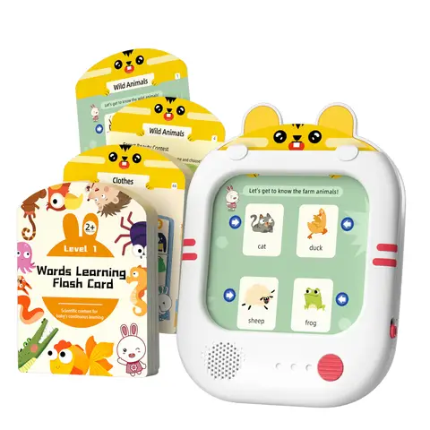 alilo Kids Learning Tablet for Toddlers 3-5, Screen-Free Educational Toys, with 47 Double-Sided Flash Cards to Learn 180+ Words and Play 180+ Logic Games, Gifts for Ages 3 4 5 Years Old Boys Girls