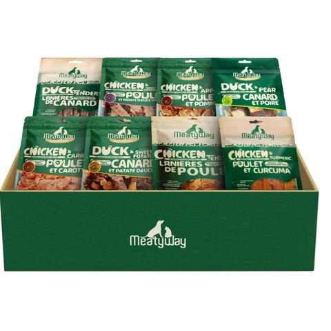 MeatyWay Jerky Tenders Dog Treats, Wrapped Fruits and Vegetables, High Protein, Low Fat, 100% Natural Grain Free Snacks, Easy to Digest Dog Training Treats, 800g/28.22 oz. (Pack of 8)