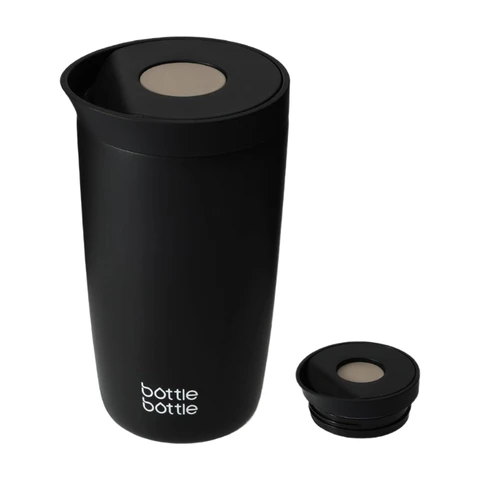 Bottle Bottle Thermal Mug 350 ml for Coffee or Tea, Leak-Proof and Easy Quick Press Closure, Insulated Travel Mug Classic Grande (Black)