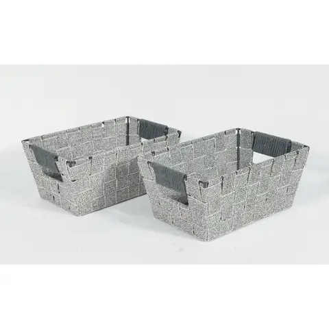 KEVAHOME SET OF 2 COTTON STRAP SMALL BASKETS-GREY 10x7x4.5''H