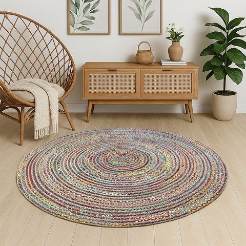 My Flair Teppich "Boho Breeze" rund Bunt 200 x 200 cm