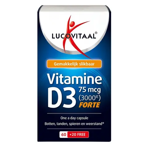 Lucovitaal Vitamine D3 75 µg 70 stuks 3000 IE 80 capsules