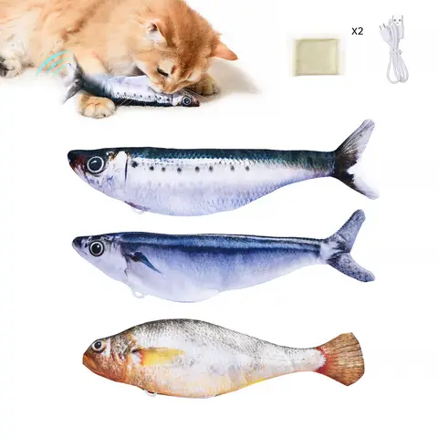 Petgravity Soft Cat Toy Fish, Mouth-Size, Pack of 3, with Catnip, Cat Hunting Game, Rechargeable,Flop like a fresh fish