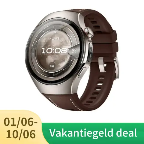 HUAWEI WATCH 5 46 mm Donkerbruin / Composietband / Titanium van ruimtevaartkwaliteit / X-TAP / eSIM-bellen / GPS / ECG / Bluetooth 5.2 / Smartwatch / Compatibel met iOS en Android