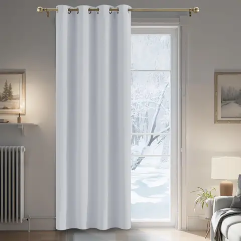 PONY DANCE Blackout Curtains with Eyelet, 1 Panel W140 x L220cm (W55 x L87inch), Greyish White