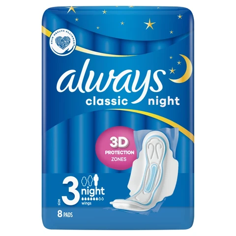Always Classic Night (Maat 3) Maandverband met vleugels 8 stuks