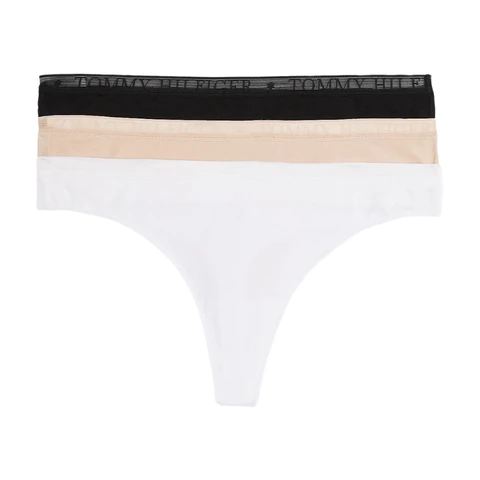 Tommy Hilfiger LOGO SPITZENPACK SPITZE 3P TANGA Schwarz/Weiß/Misty Blush SM