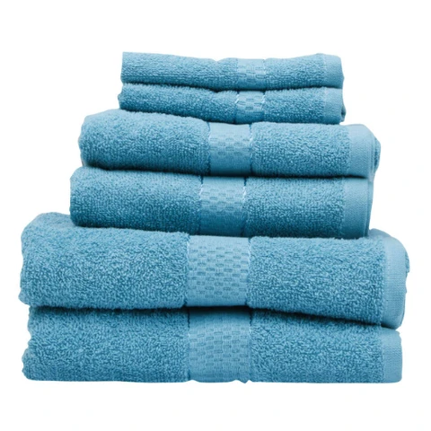 Thread & Loom Towel Set 2 x Bath Towels, 2 x Hand Towels, 2 x Face Cloths Turquoise
