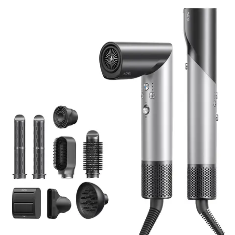 MOVA Master 10 Hair Styler with Attachments, 9-in-1 Hair Dryer & Styler, 110,000 RPM High-Speed Motor, Curl, Smooth & Volumise Hair, Fast Drying, Silver, AMMA10-Silver