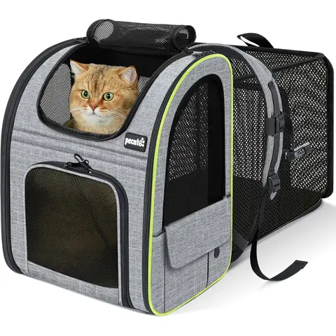 Pecute Erweiterbarer Katzenrucksack für Katzen und kleine Hunde bis 7,7 kg mit atmungsaktivem Mesh