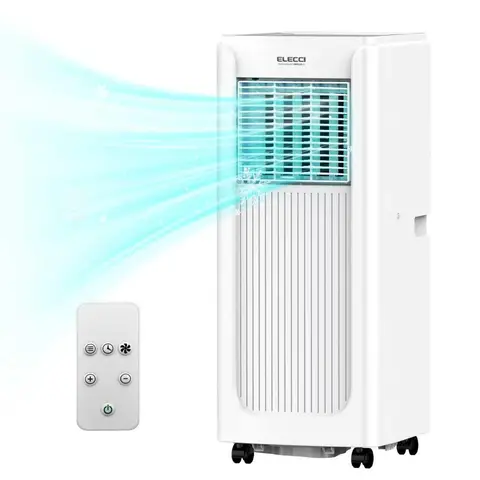 ELECCI Portable Air Conditioner 6000 BTU (1.8kW), 4-in-1 Cooling/Dehumidifier/Fan/Sleep, Remote Control, 24H Timer, Adjustable 16–30°C, Washable Filter, Auto Defrost, Window Kit Included, Class A, R290