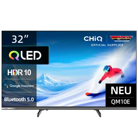 CHiQ L32QM10E 32 Zoll QLED Smart Google TV | randloses Metalldesign, 90% DCI-P3 Farbe, HDR10, Dolby Audio | ideal für Schlafzimmer & kleine Räume