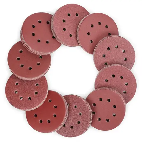 Workpro Sandpaper diameter 125 mm, sanding sheets 150 pieces Velcro sanding discs grain size 60/80/100/150/180/240/320/400/600, 8 holes round for orbital sanders