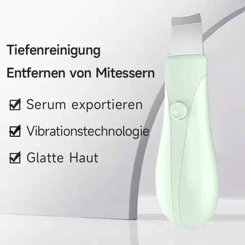 Qiweiny 2-in-1 Mitesser Entferner & Gesichts-Schaber - Tiefenreinigungsgerät mit Akku & Manueller Modus, Porenreiniger für Hautpflege bei Frauen & Männern (Grün)
