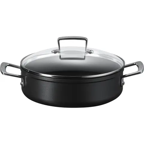 Le Creuset Sauteuse met Glazen Deksel 28cm Antiaanbaklaag