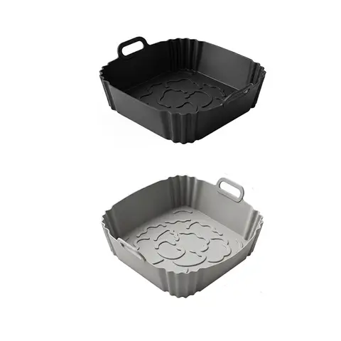 BJ quadratische Silikon-Backbleche, 21,5 x 21,5 cm, 2 Stück (Schwarz & Grau)