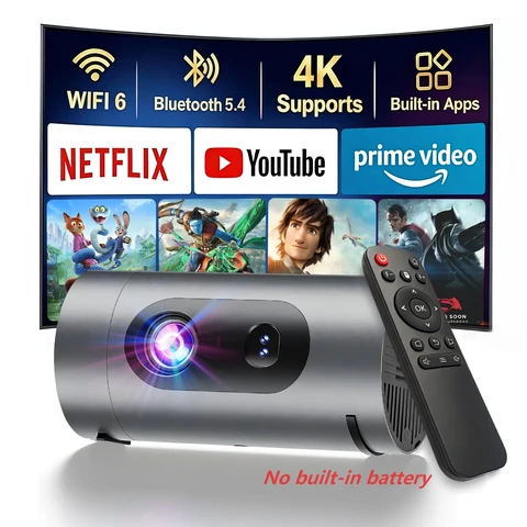 XBJ Mini projecteur d'extérieur portable intelligent ultra-léger 1080P | Décodage 4K, Alimenté par batterie externe (vendue séparément), 300 lumens ISO, Audio Dolby Digital 8 W, Compact pour le camping et le jardin