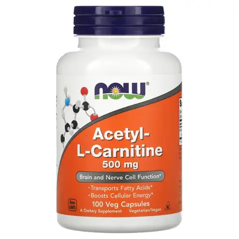 NOW Foods Acetyl L Carnitine Fat Metabolism 500mg Capsules - 100 Vegan Capsules
