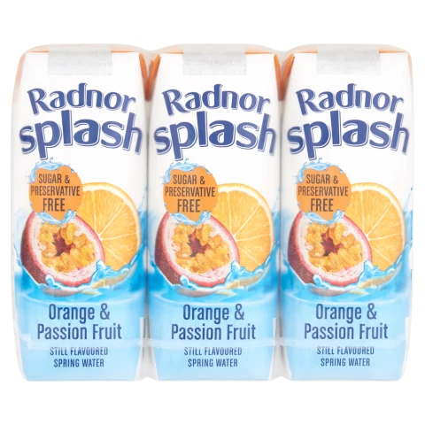 Radnor Splash Orange & Passion Fruit Flavoured Water 3x250ml