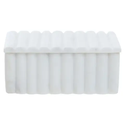 Fifty Five South Decorative Box Nason Ribbed Marble White