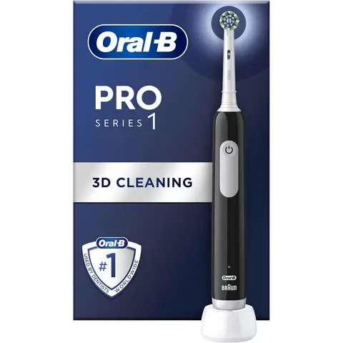 Oral-B Pro 1 Adult Electric Toothbrush, With 3D Cleaning, 1 Toothbrush Head, Gum Pressure Control, 2 Pin UK Plug, Black