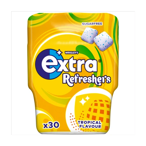 Extra Refreshers Tropical Sugarfree Gum 30 Pieces 67g